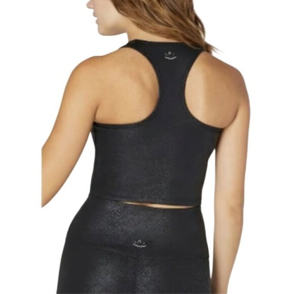 Beyond Yoga Cropped Tank Top XS NWT Viper Print Racerback Shiny Animal Print - Picture 3 of 11